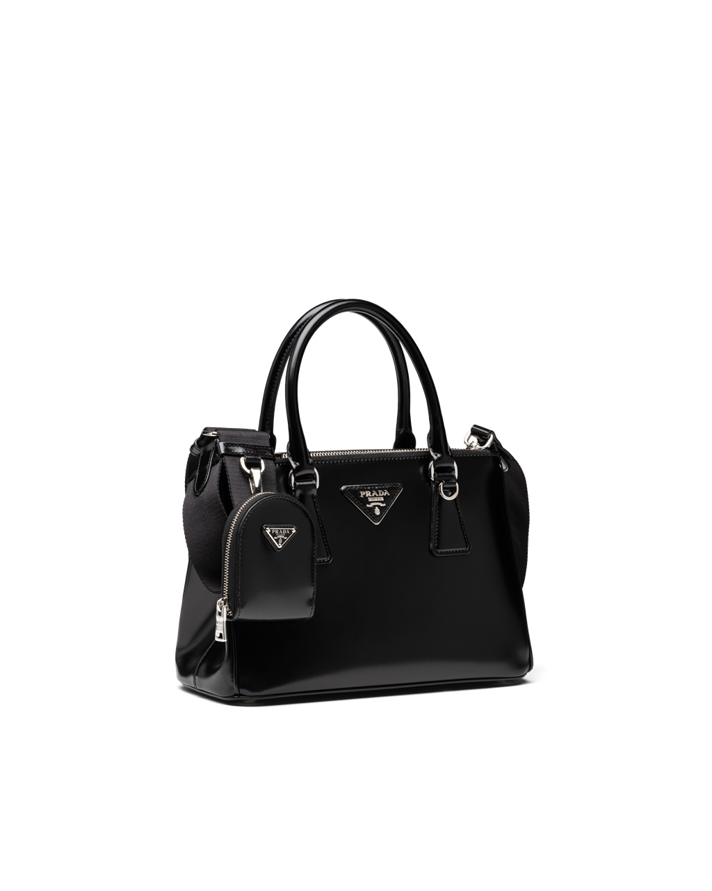 Prada Prada Galleria Brushed Bőr Small Bag Fekete | NTKLSJ134