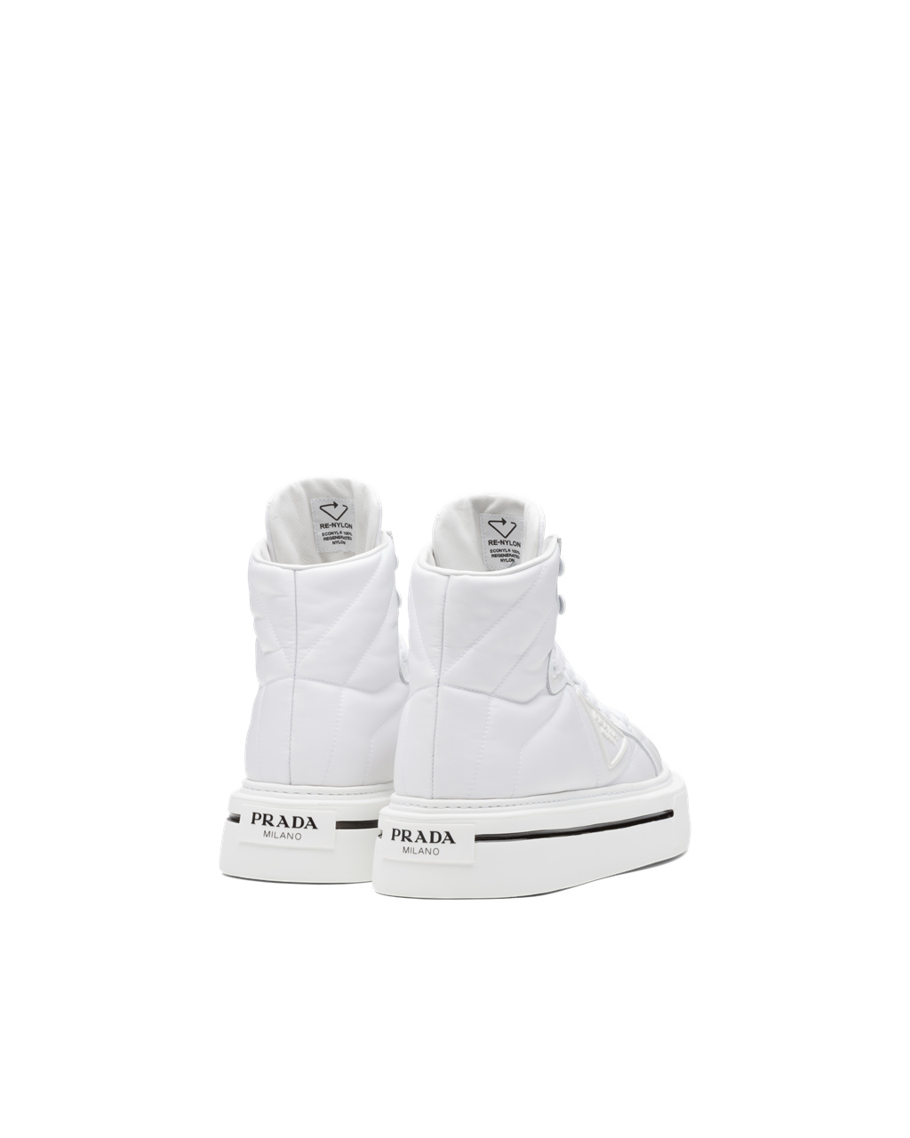 Prada Prada Macro Re-nylon And Brushed Bőr High-top Sneakers Fehér | LOTMYS632