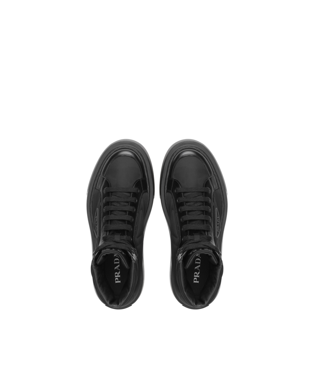 Prada Prada Macro Re-nylon And Brushed Bőr High-top Sneakers Fekete | XVCOTS157