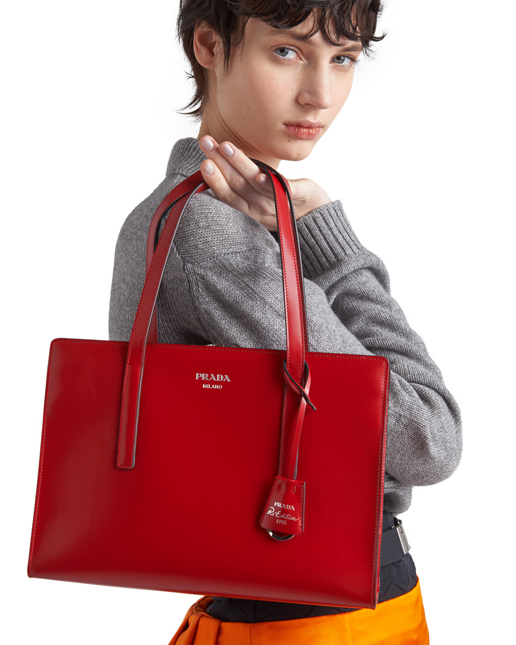 Prada Prada Re-edition 1995 Brushed-leather Medium Handbag Scarlet | XAODWE728