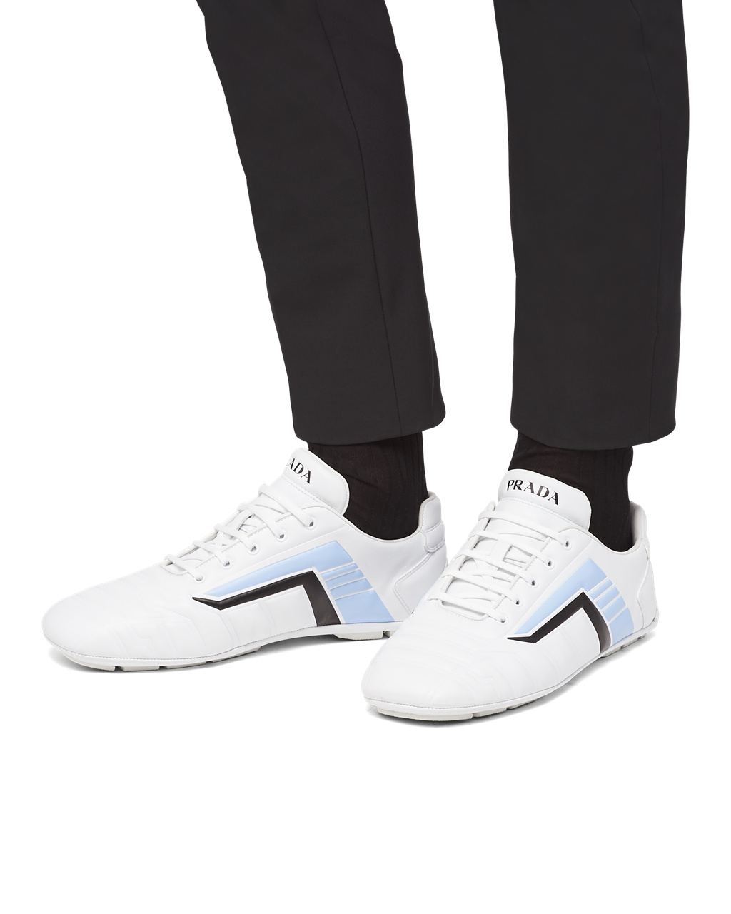 Prada Prada Rev Bőr Sneakers Fehér Világos Kék | RMFYUW056