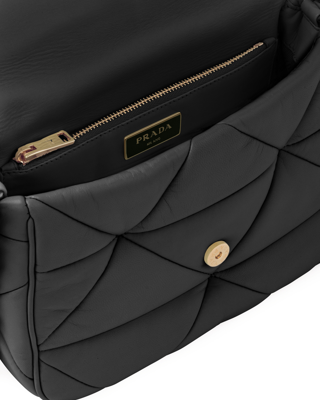 Prada Prada System Nappa Bőr Patchwork Bag Fekete | KZJQEY829