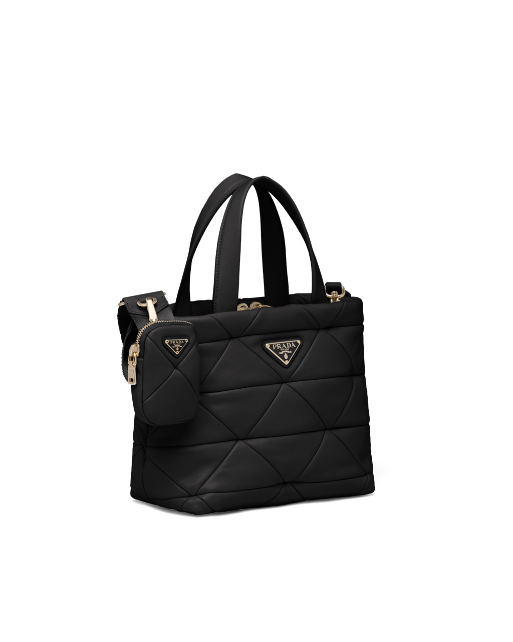 Prada Prada System Nappa Bőr Patchwork Tote Fekete | JOHSRW457