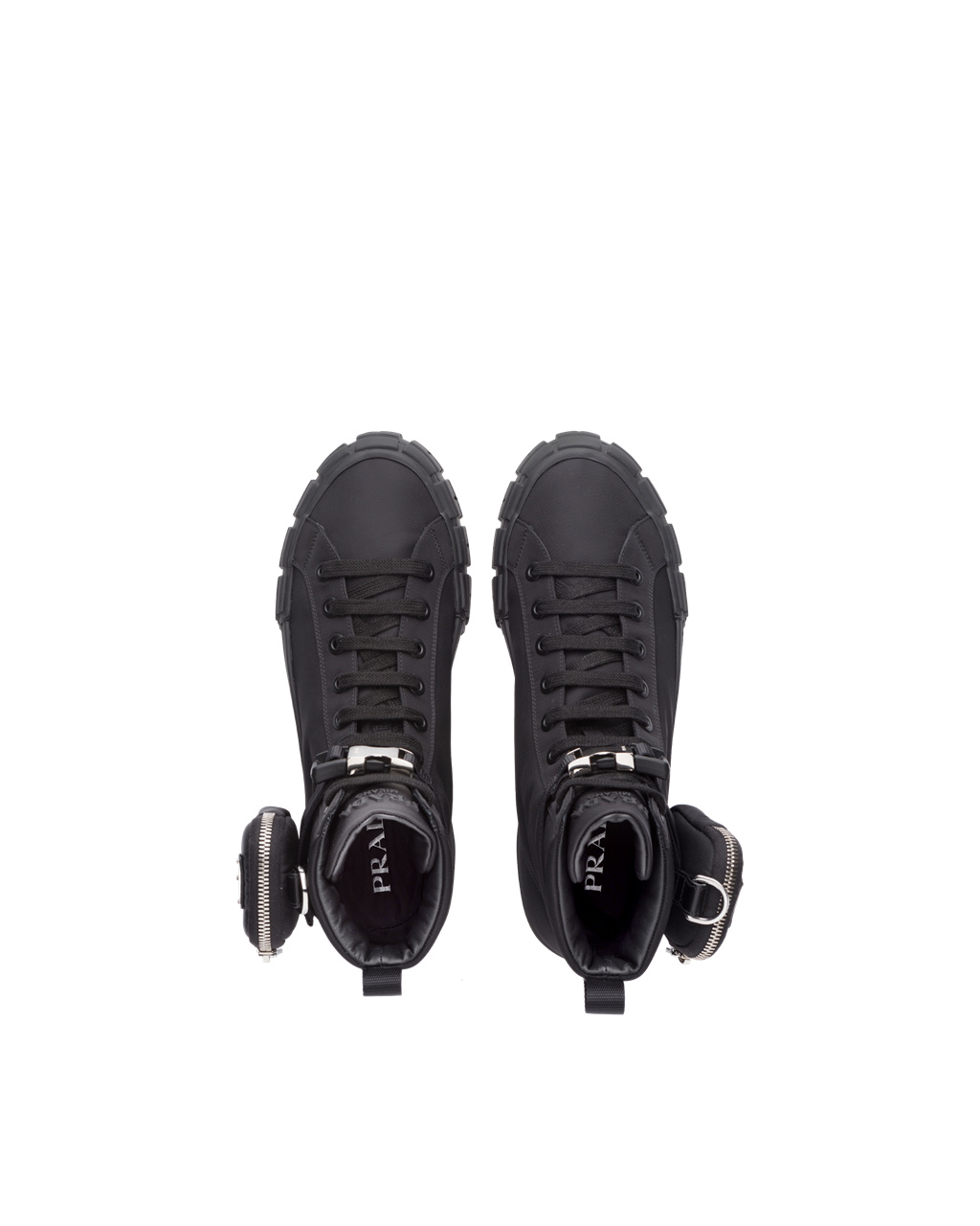 Prada Prada Wheel Cassetta High-top Sneakers Fekete | USNZXJ915