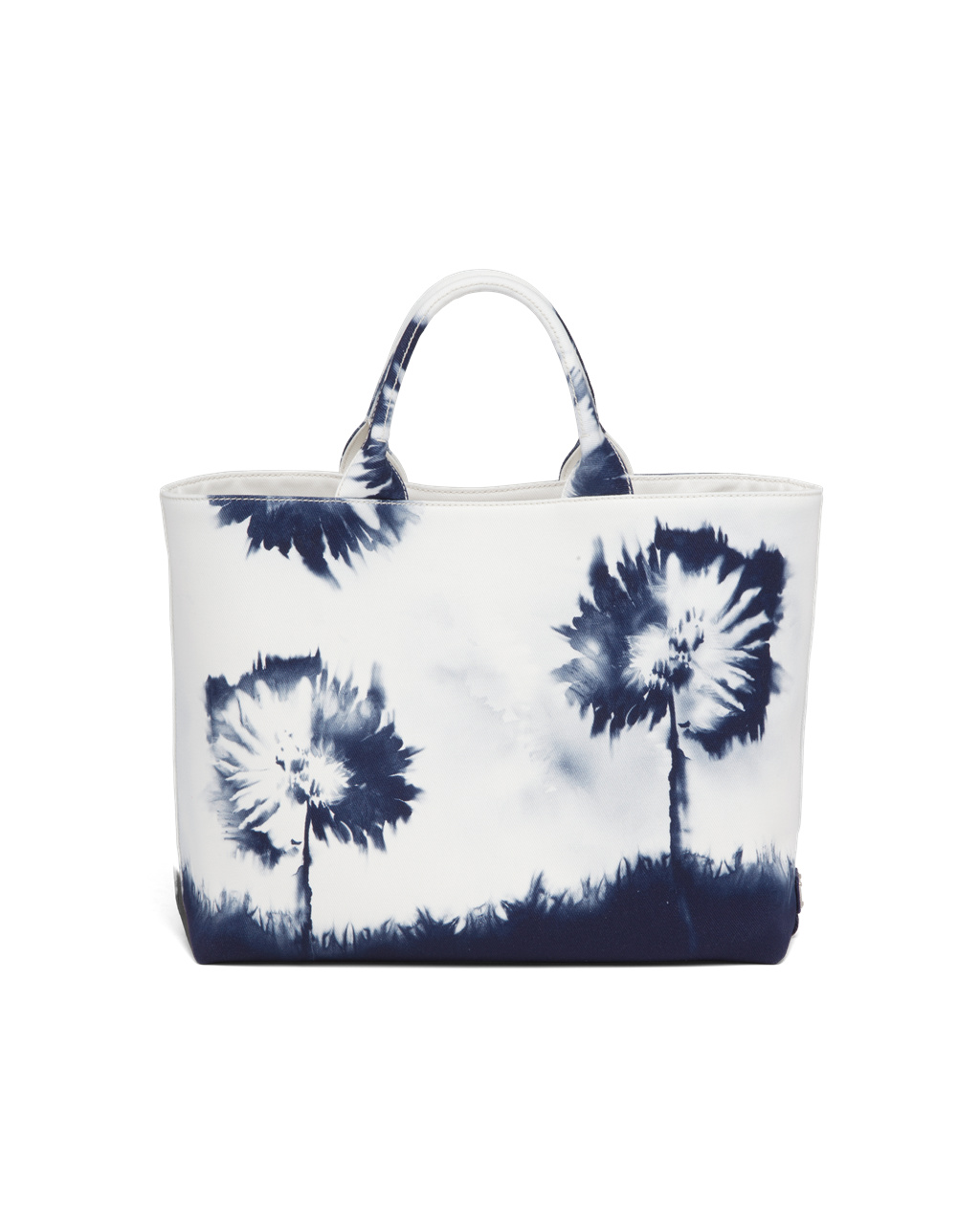 Prada Printed Drill Tote Bag Fehér Sötétkék Kék | JMAPEW295