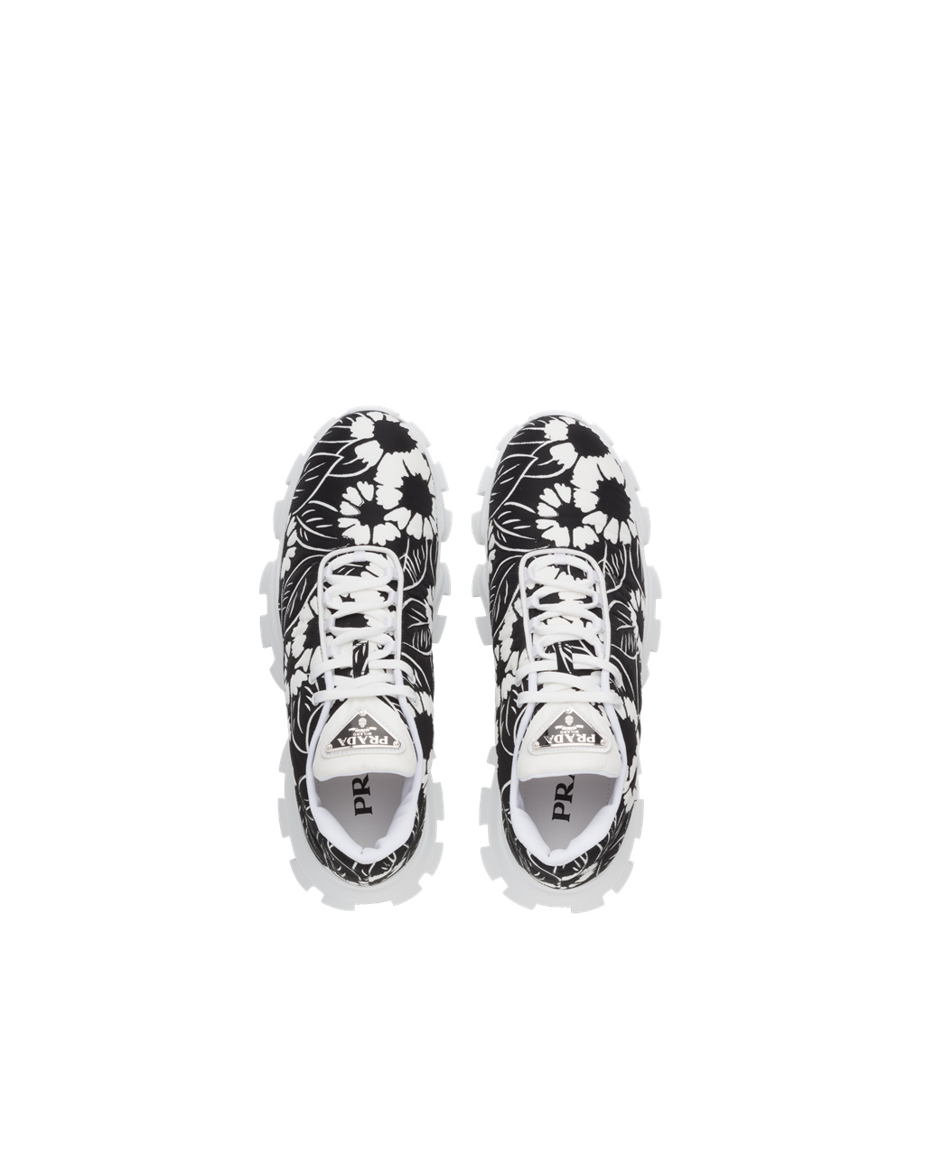 Prada Printed Nylon Sneakers Fekete Fehér | TBIXSG902