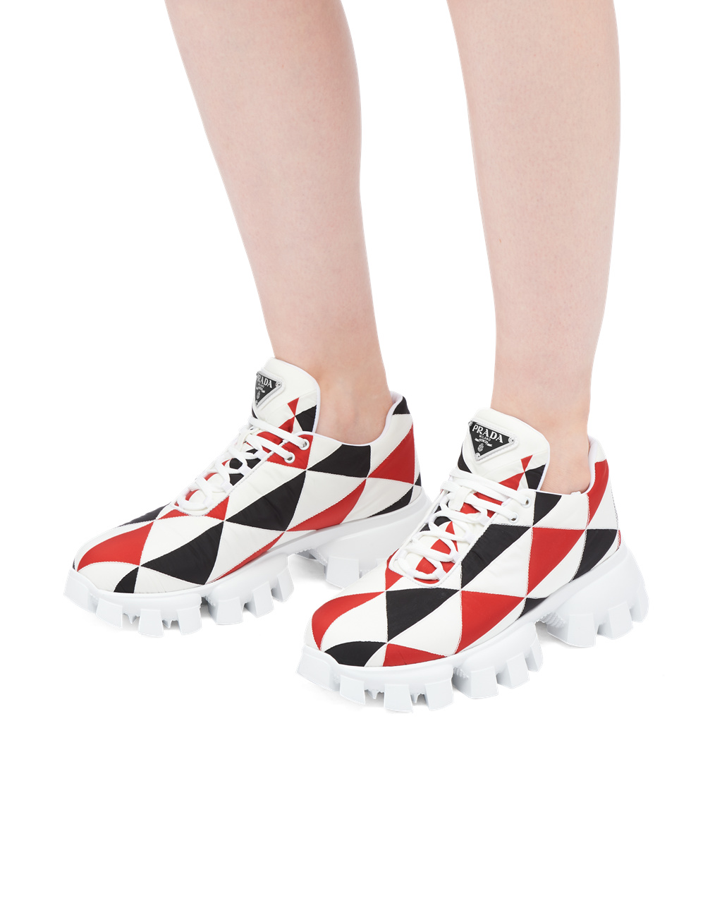 Prada Printed Nylon Sneakers Fekete Piros Fehér | HFUKXN103