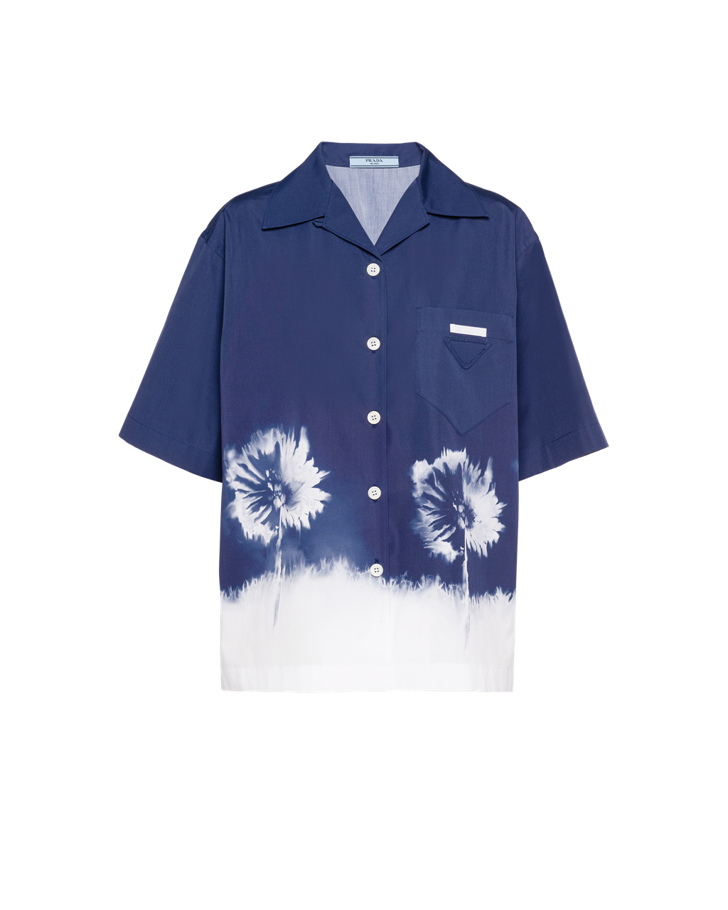 Prada Printed Poplin Shirt Sötétkék | TNFYHW063