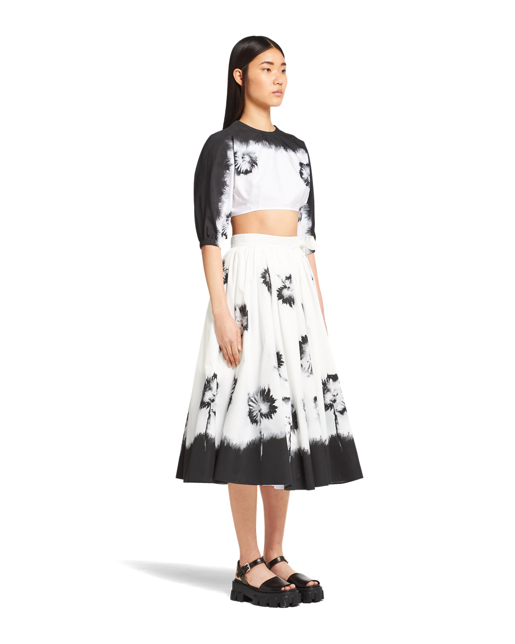 Prada Printed Poplin Skirt Fehér Fekete | VMJALU184