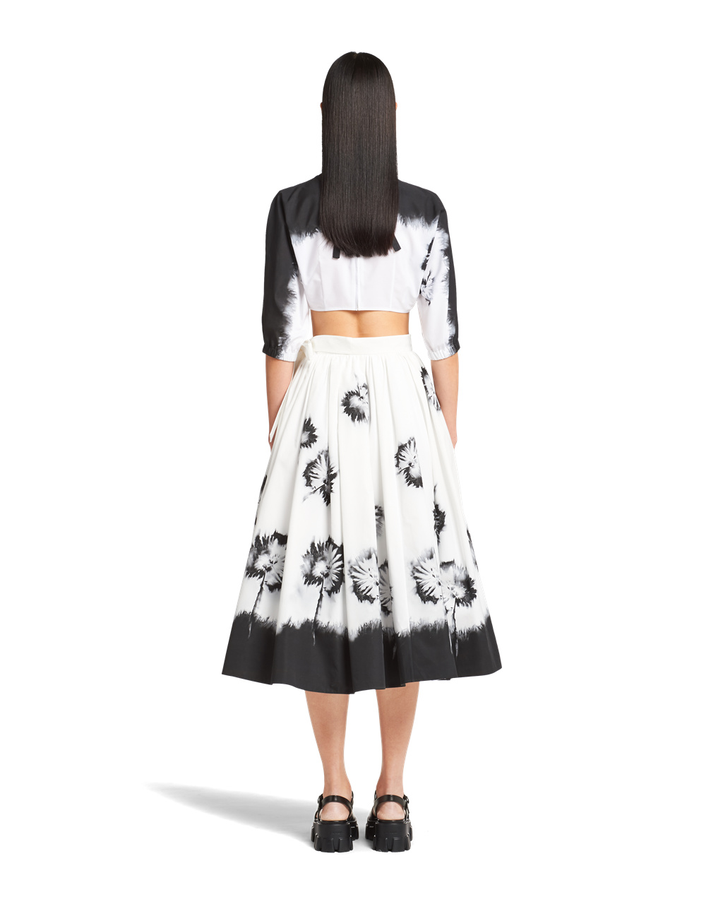 Prada Printed Poplin Skirt Fehér Fekete | VMJALU184