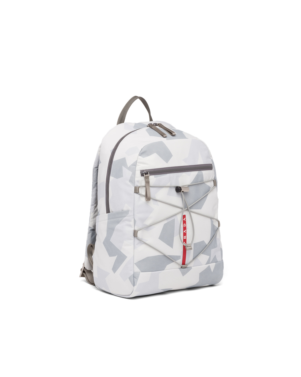 Prada Printed Technical Fabric Backpack Marble Gray | SHLXQF931