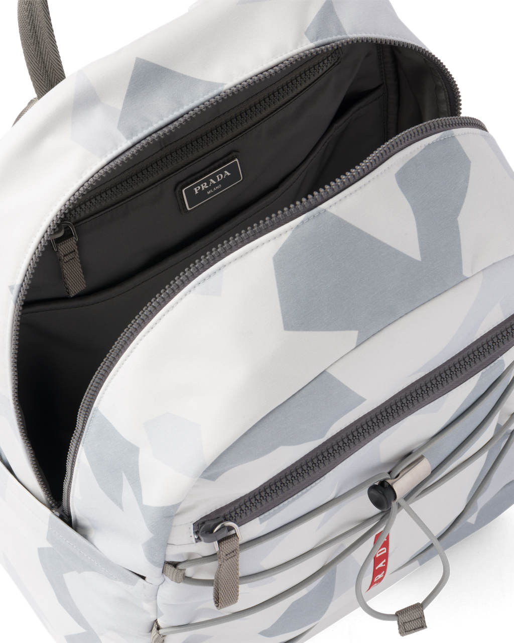 Prada Printed Technical Fabric Backpack Marble Gray | SHLXQF931