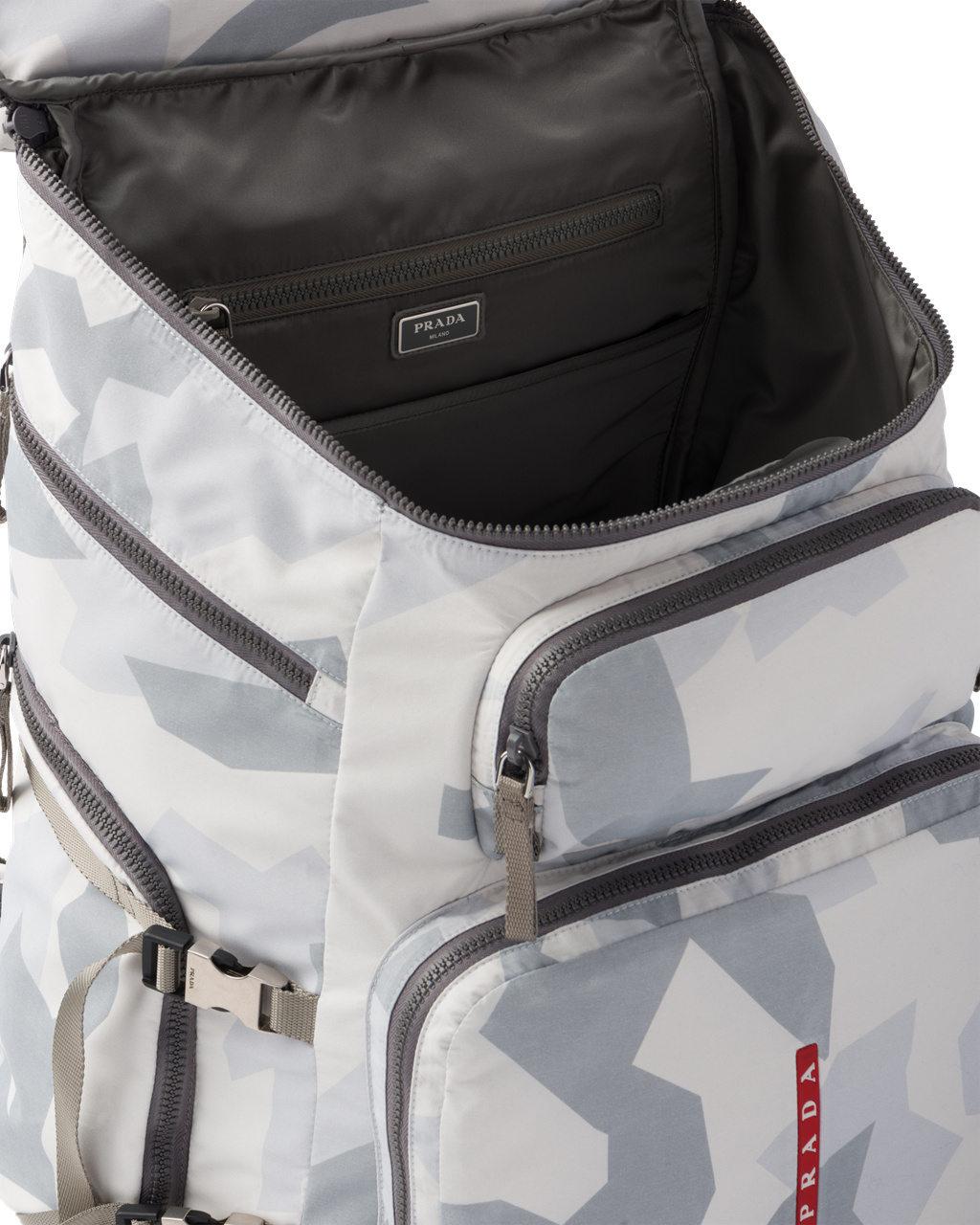 Prada Printed Technical Fabric Ski Boot Backpack Marble Gray | SQTKNH410