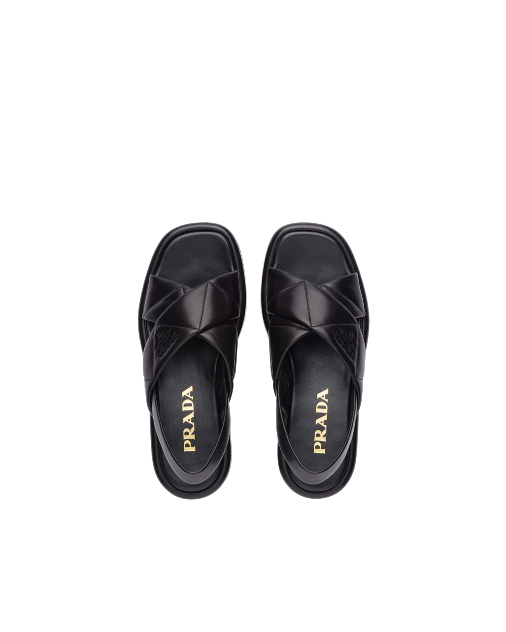 Prada Quilted Nappa Bőr Flatform Sandals Fekete | JISZRU167