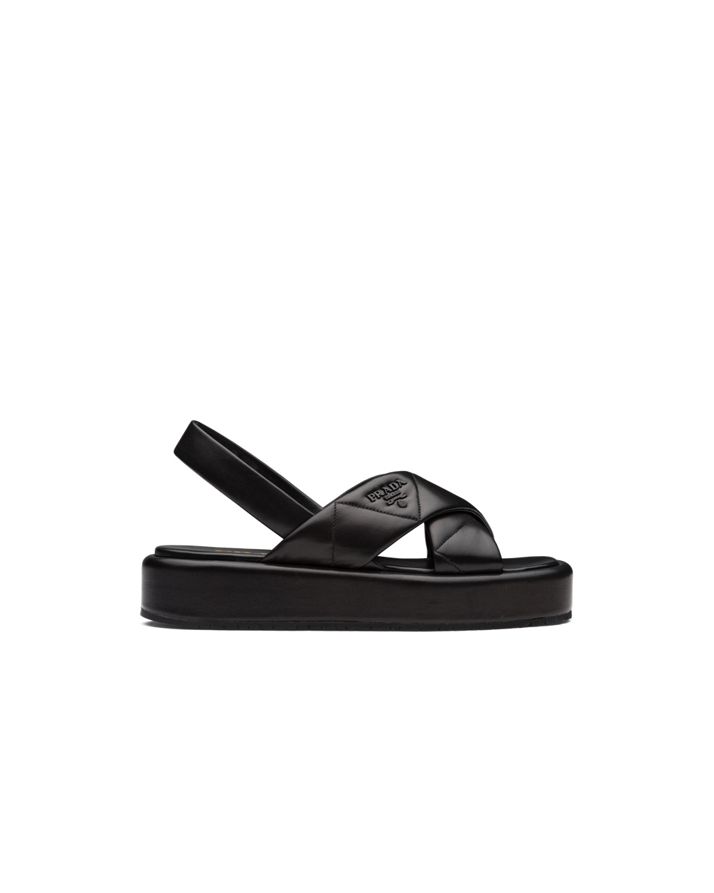 Prada Quilted Nappa Bőr Flatform Sandals Fekete | JISZRU167