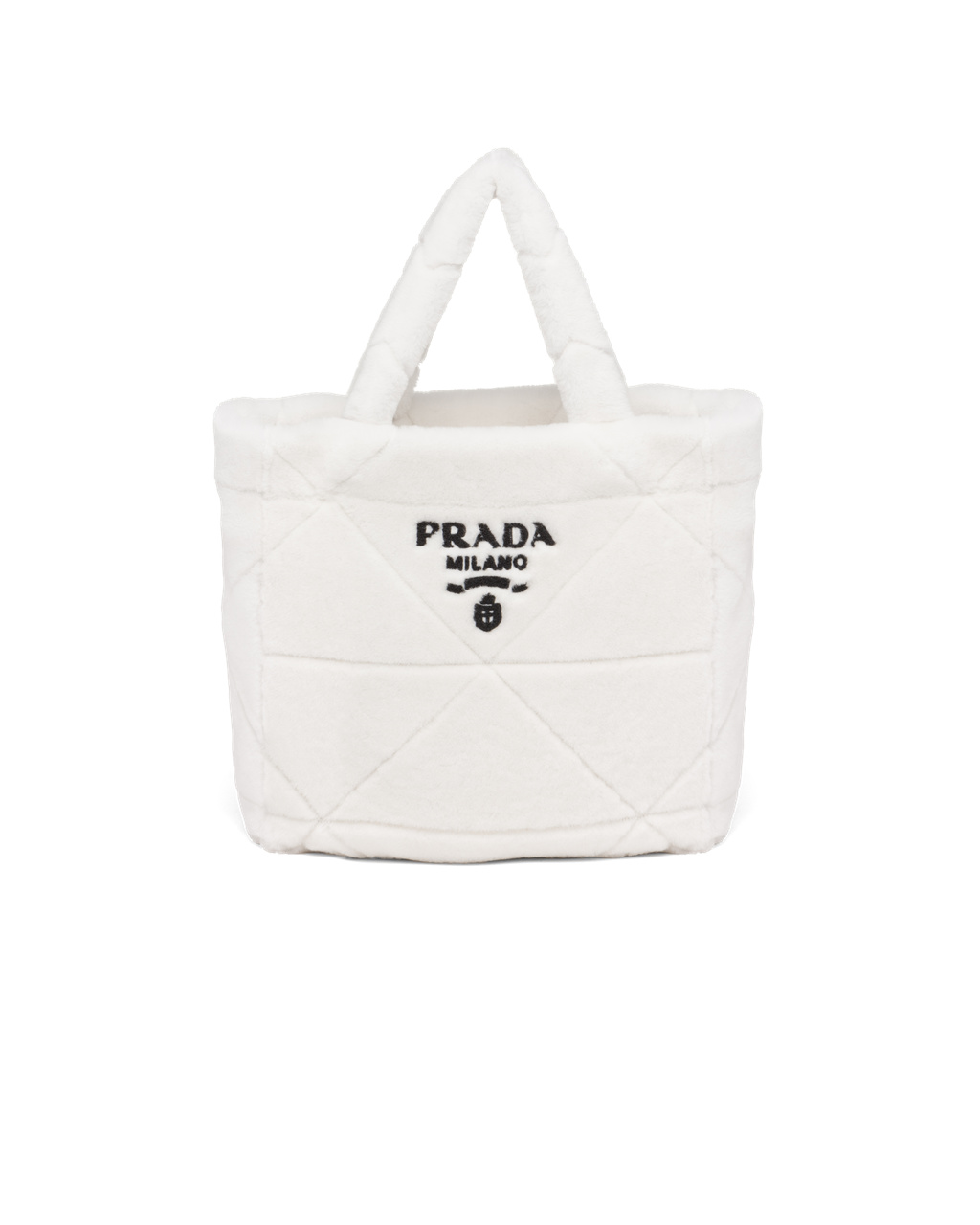 Prada Quilted Shearling Tote Bag Fehér Fekete | WYGXBI092