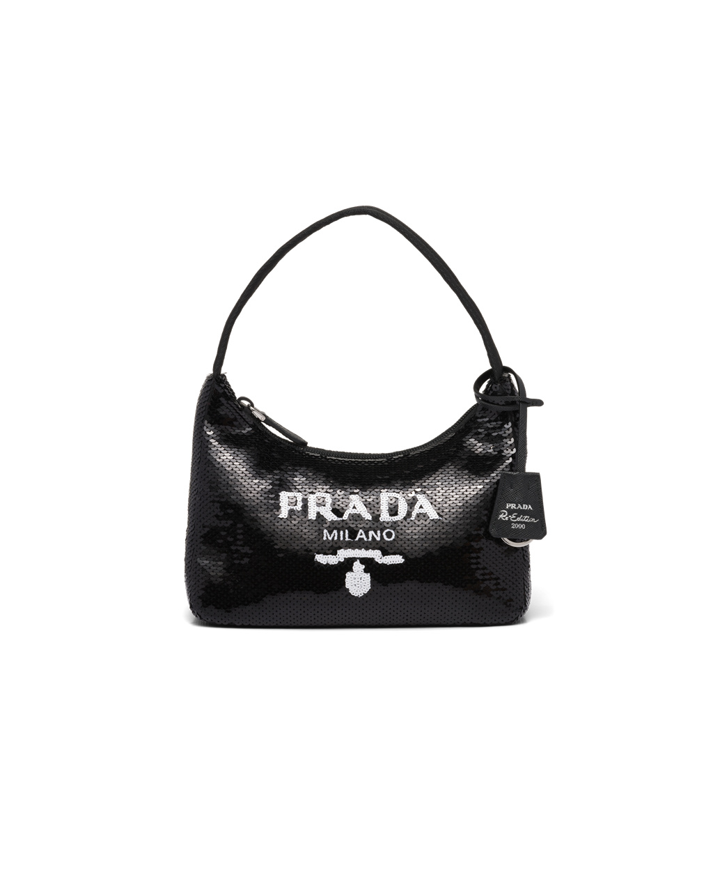 Prada Re-edition 2000 Sequined Re-nylon Mini-bag Fekete Fehér | MBRAHS564