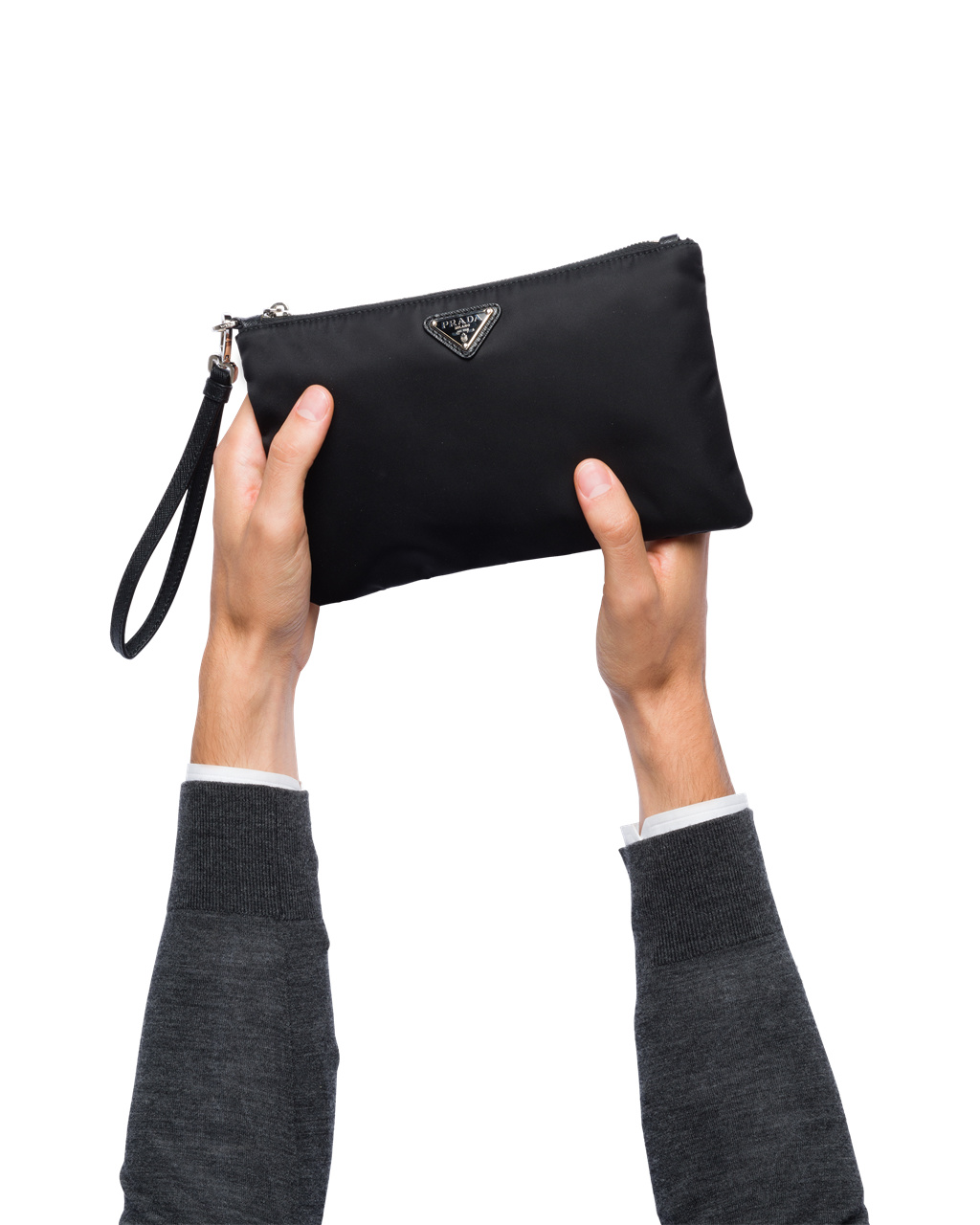 Prada Re-nylon And Saffiano Bőr Pouch Fekete | LUAPHF210