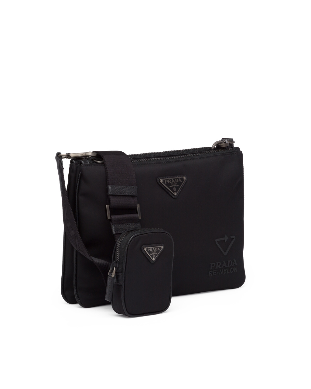 Prada Re-nylon And Saffiano Bőr Shoulder Bag Fekete | JRZSDO147