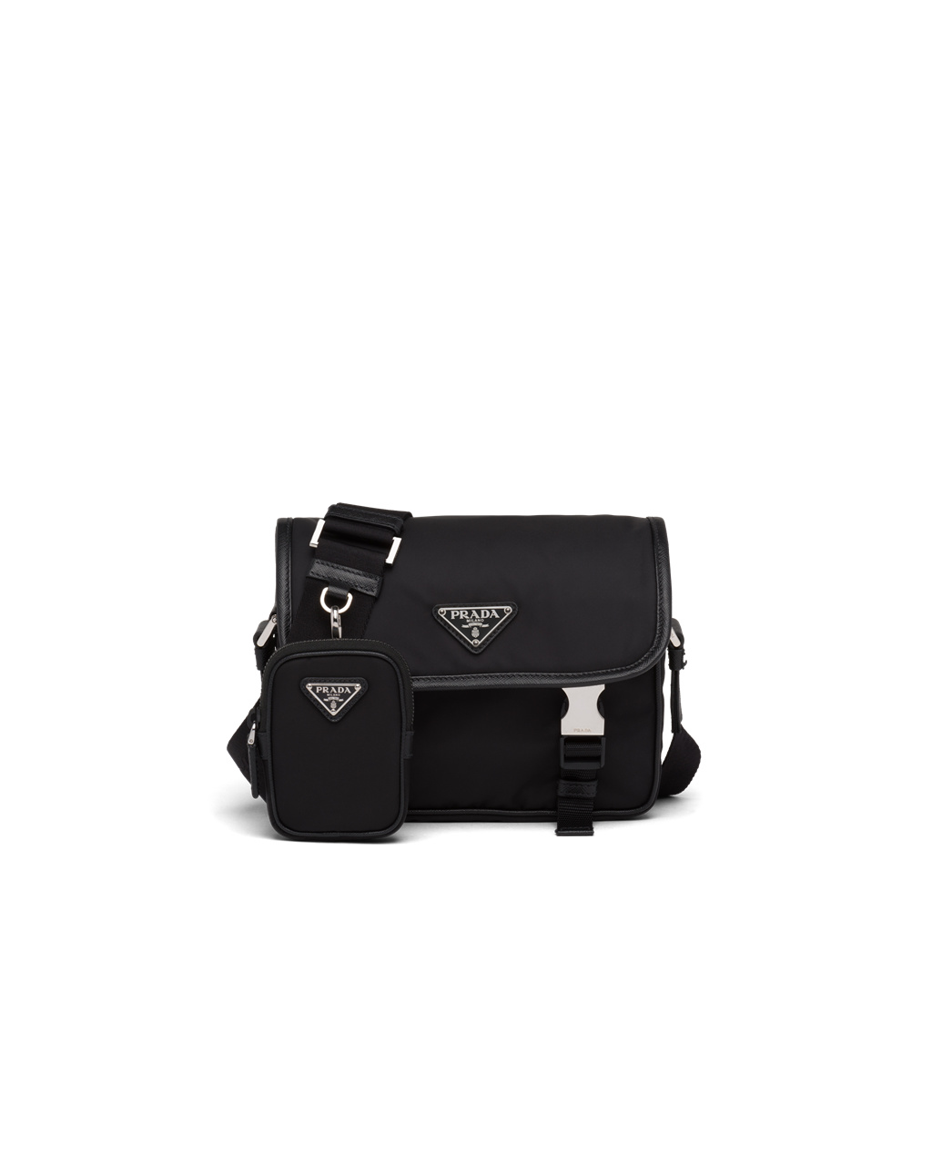 Prada Re-nylon And Saffiano Bőr Shoulder Bag Fekete | NGHKFS640