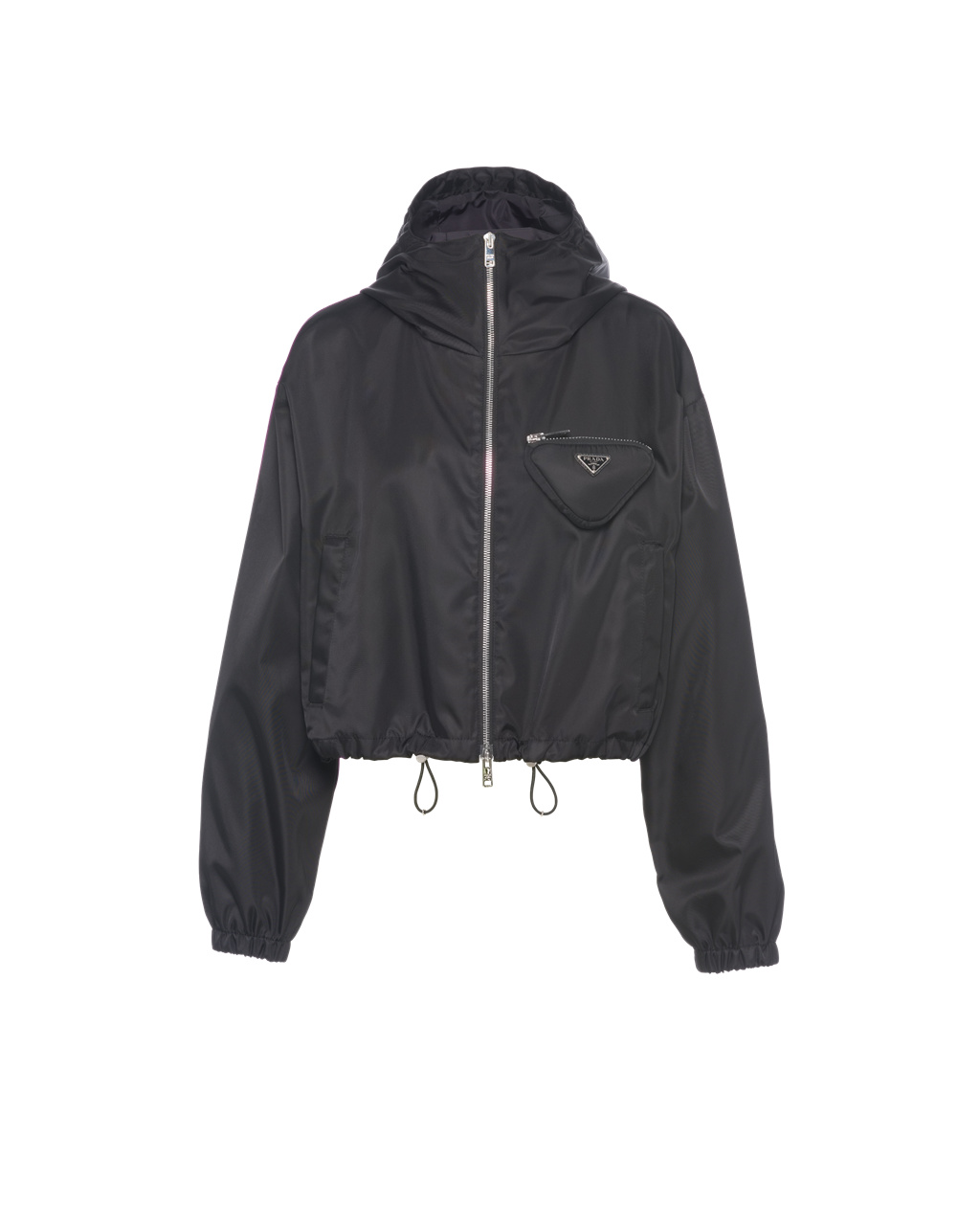 Prada Re-nylon Csuklyás Blouson Jacket With Pouch Fekete | SPYRZT520