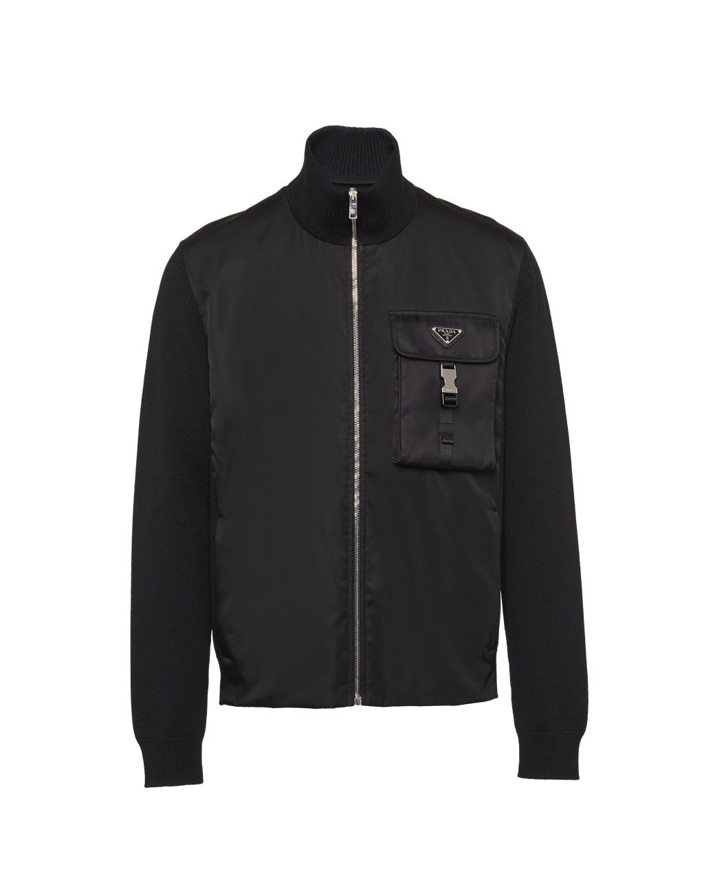 Prada Re-nylon Gabardine And Wool Cardigan Fekete | UGSJOI645