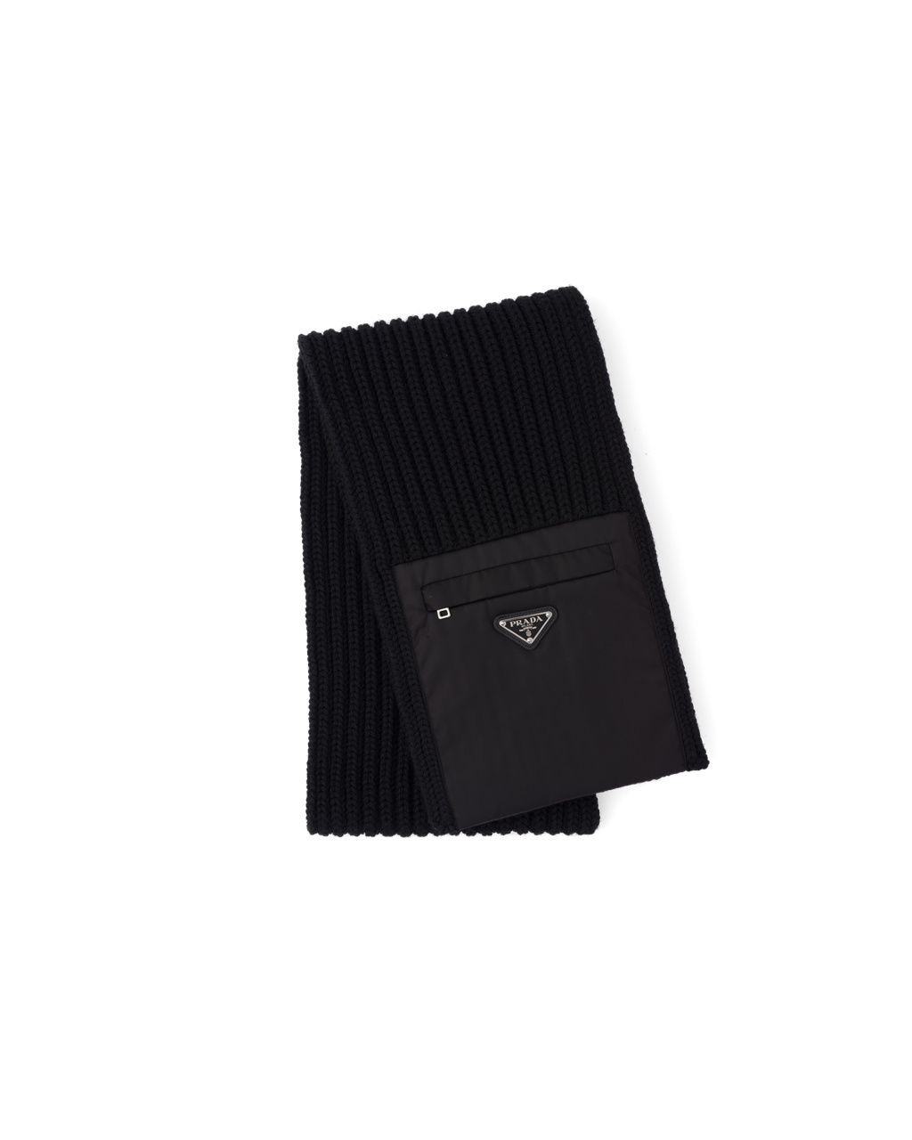 Prada Re-nylon Gabardine And Wool Scarf Fekete | OWZYUJ721