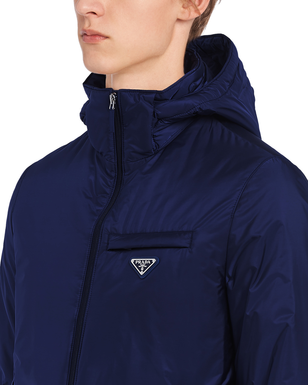 Prada Re-nylon Puffer Jacket Sötétkék | IBJPLN860