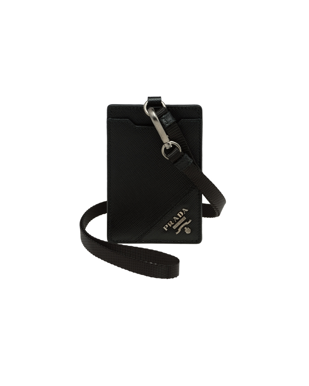 Prada Saffiano Bőr Badge Holder Fekete | CLFBWR514