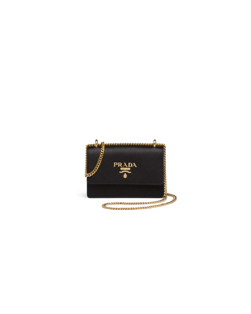 Prada Saffiano Bőr Card Holder With Shoulder Pántos Fekete | LIRGAN497