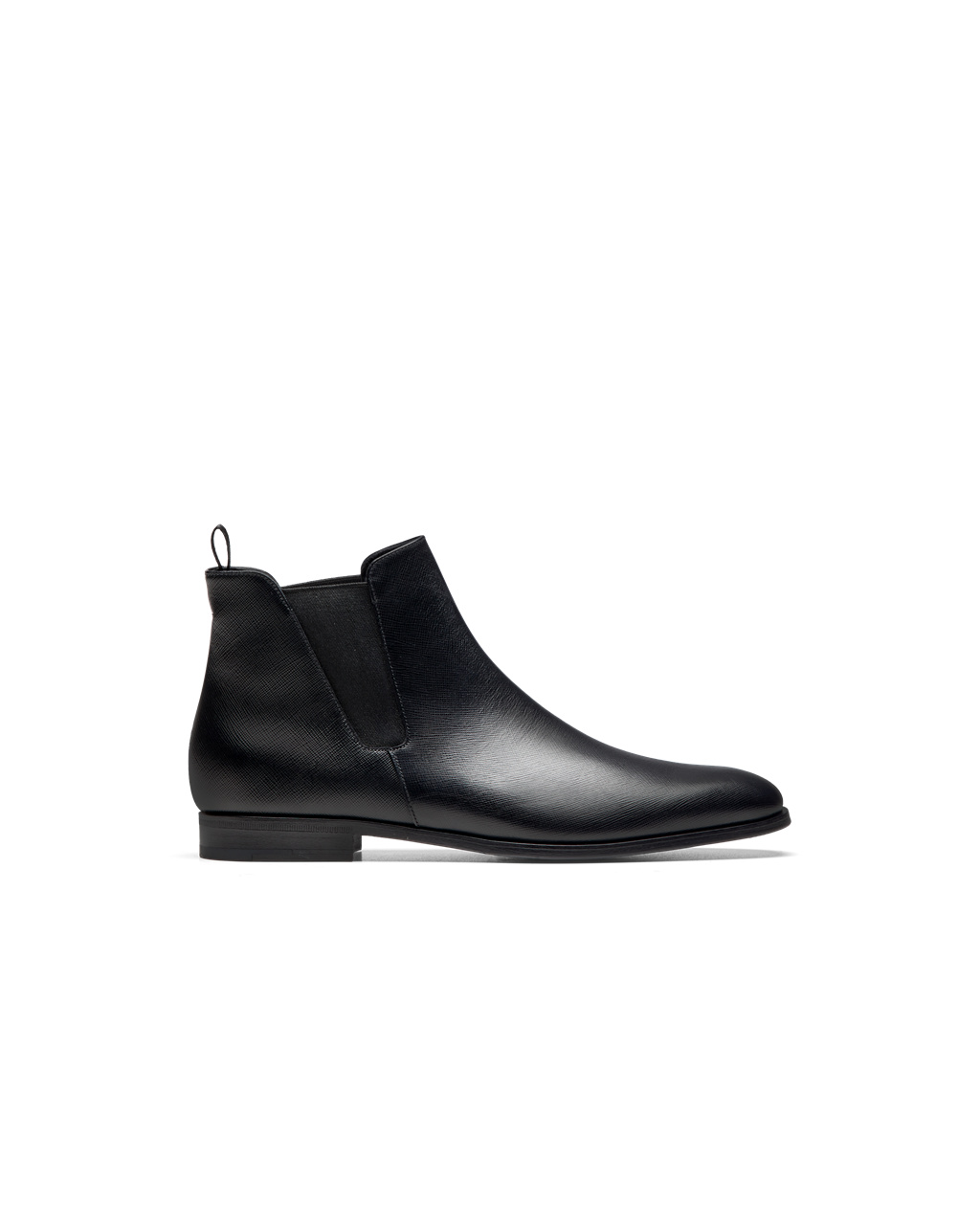 Prada Saffiano Bőr Chelsea Boots Fekete | YCQWKG302