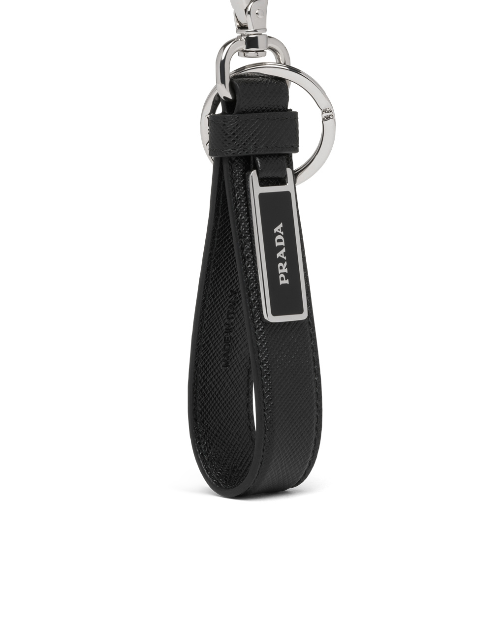 Prada Saffiano Bőr Keychain Fekete | QAVHKN234