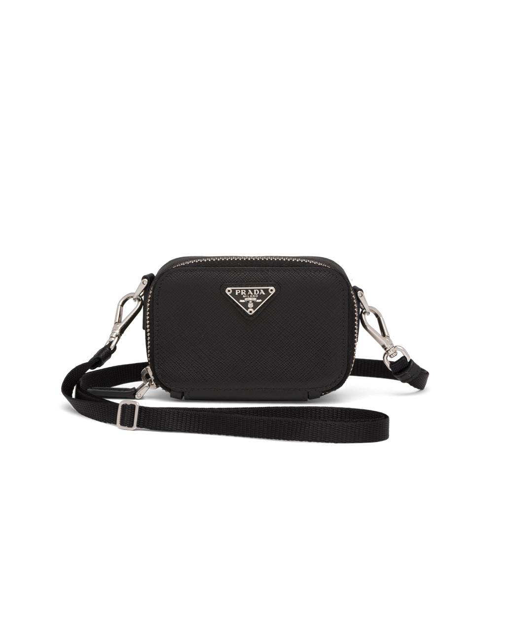 Prada Saffiano Bőr Mini Pouch Fekete | MXLIWY786