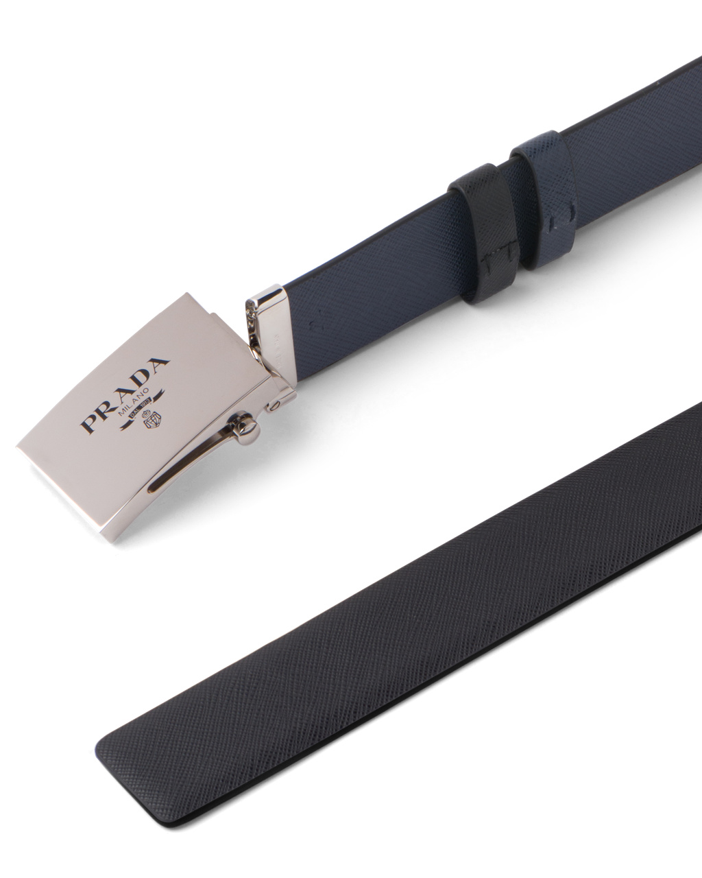 Prada Saffiano Bőr Reversible Belt Fekete Kék | ODUXEK034