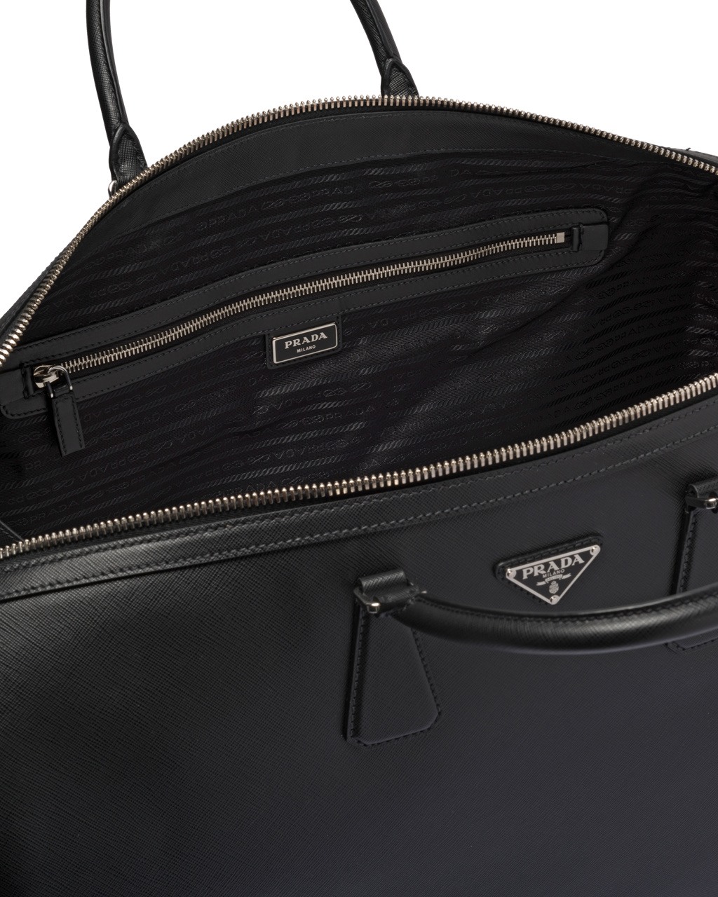 Prada Saffiano Bőr Travel Bag Fekete | QEJYCX810