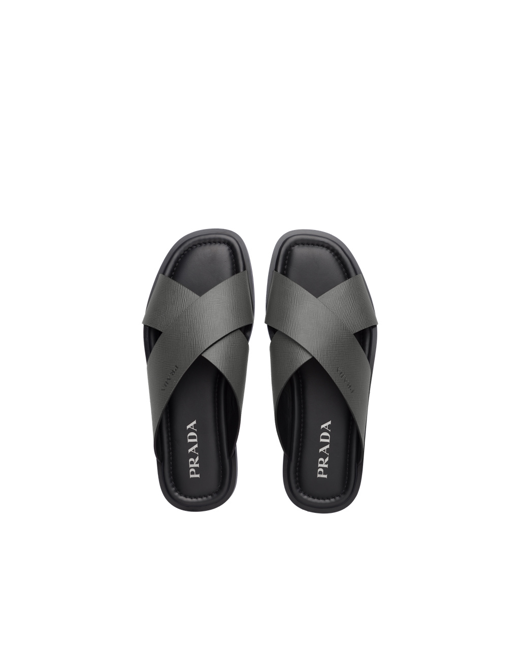 Prada Saffiano Cuir Bőr Sandals Marble Gray | DOGLRV653