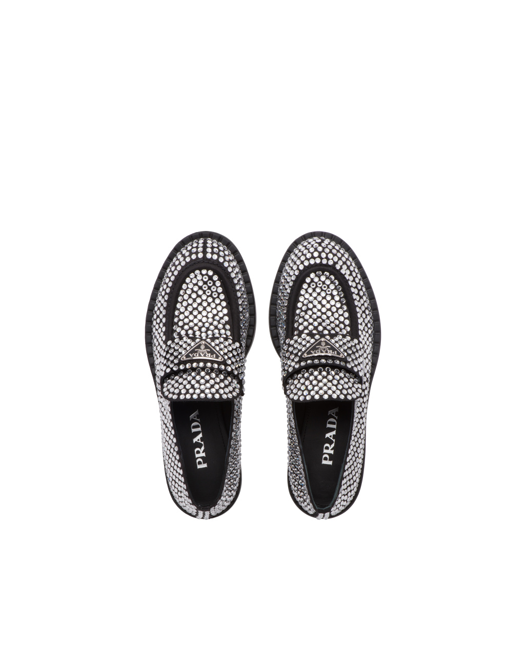 Prada Satin Loafers With Crystals Crystal | LWOQTM360