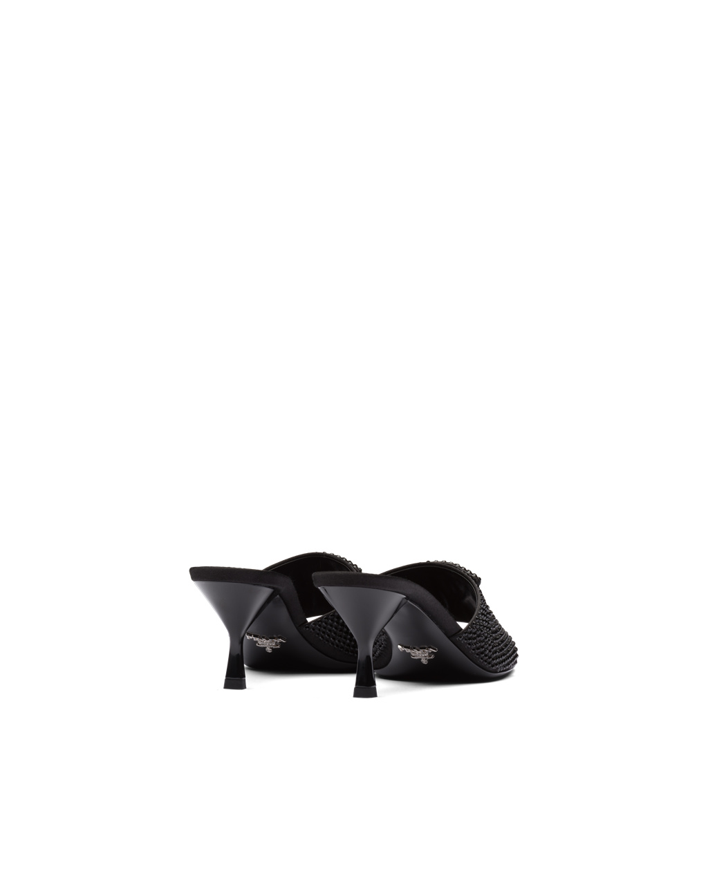 Prada Satin Sarkú Sandals With Crystals Fekete | DIURHQ279