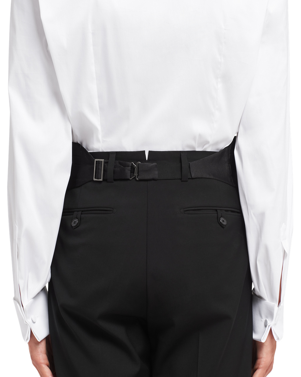 Prada Satin Tuxedo Cummerbund Fekete | MEILCO871