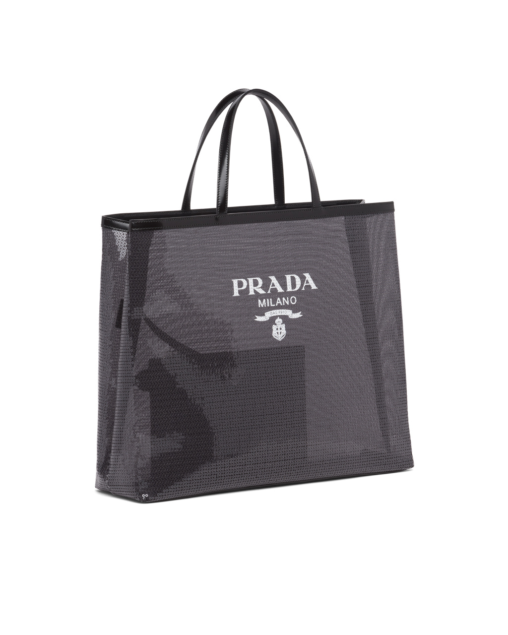 Prada Sequined Mesh Tote Bag Fekete | WKDYQH609