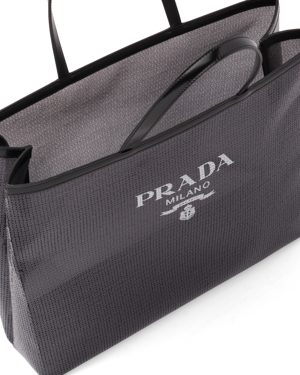 Prada Sequined Mesh Tote Bag Fekete | WKDYQH609