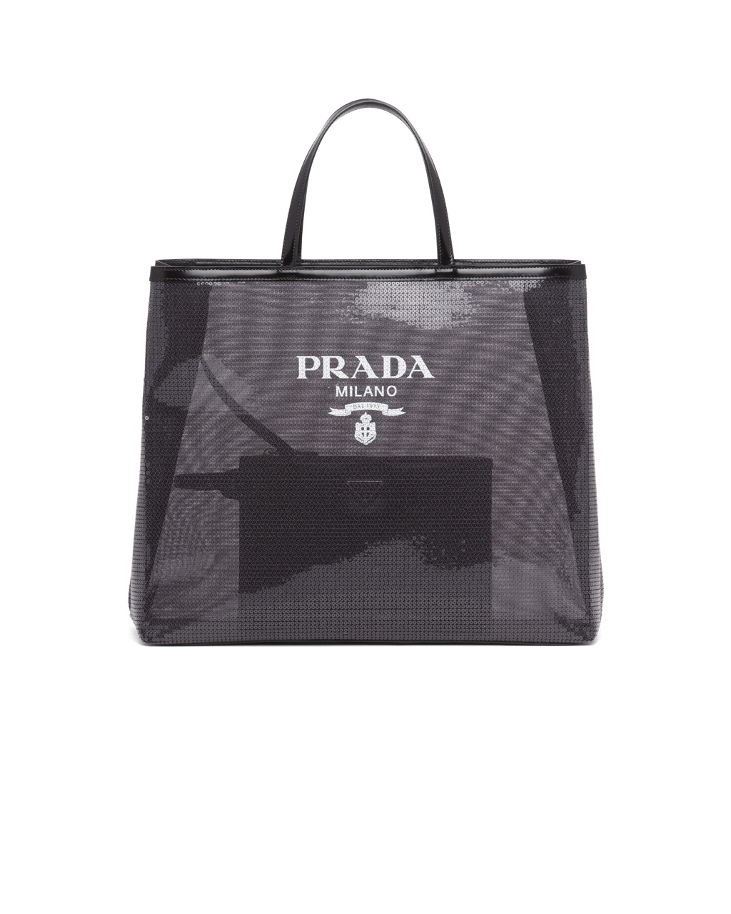 Prada Sequined Mesh Tote Bag Fekete | WKDYQH609