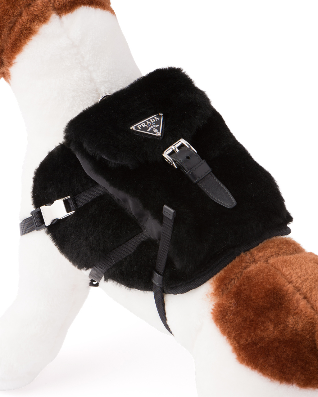 Prada Shearling Dog Harness Fekete | PRXIBN817