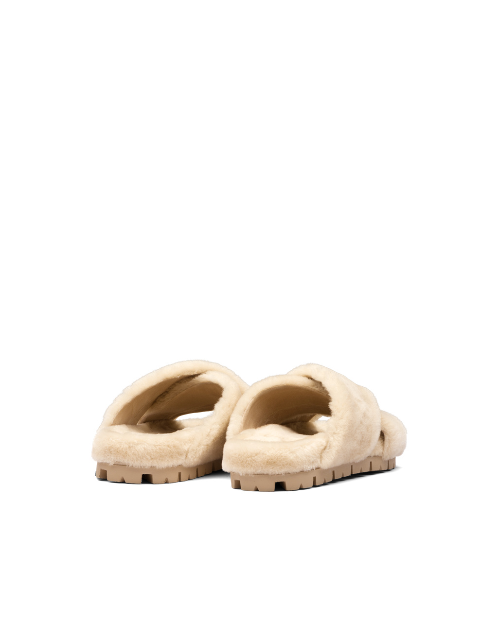 Prada Shearling Sandals Ecru | LGYMES093