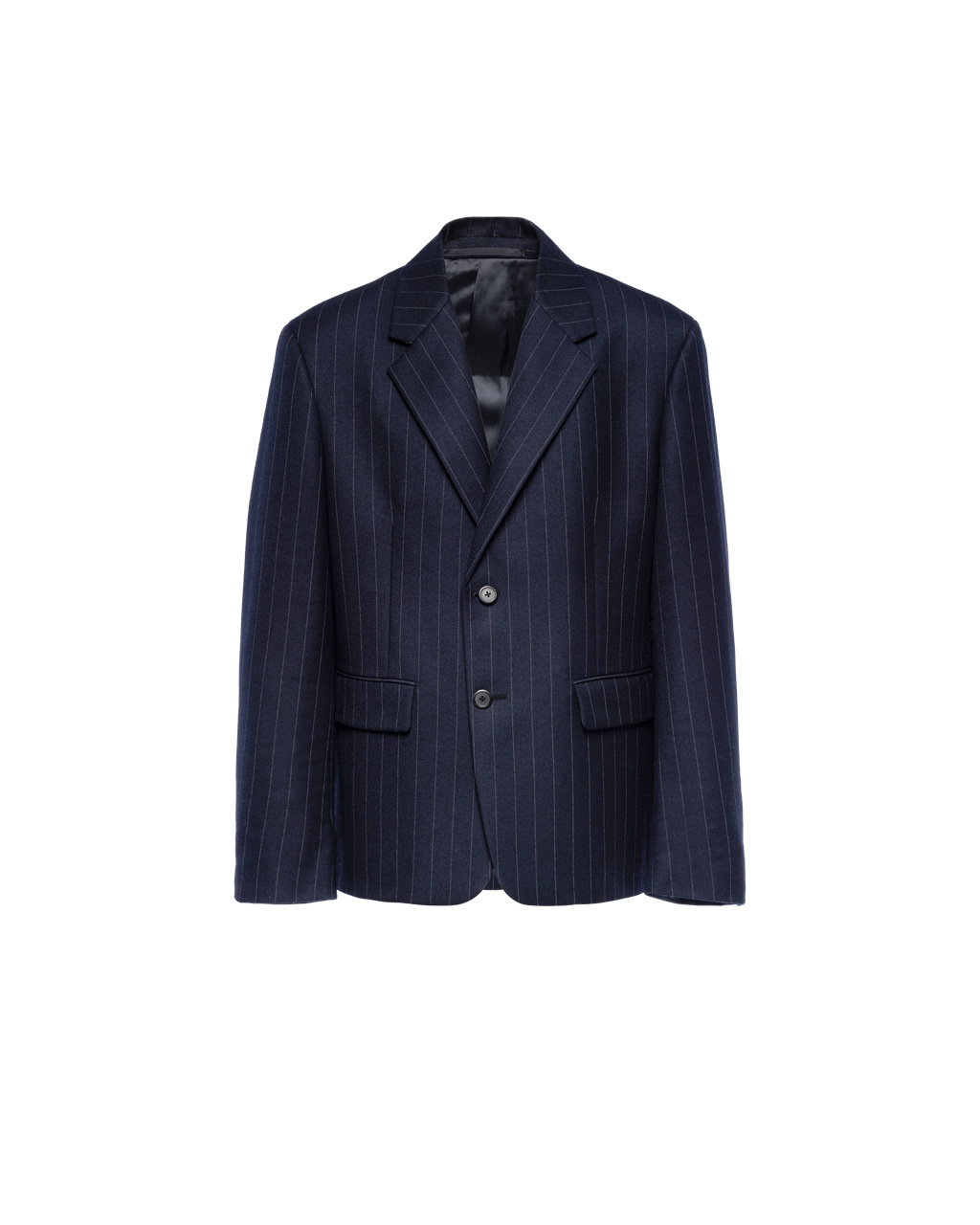 Prada Single-breasted Pinstriped Wool Jacket Sötétkék | ZHMUEV698