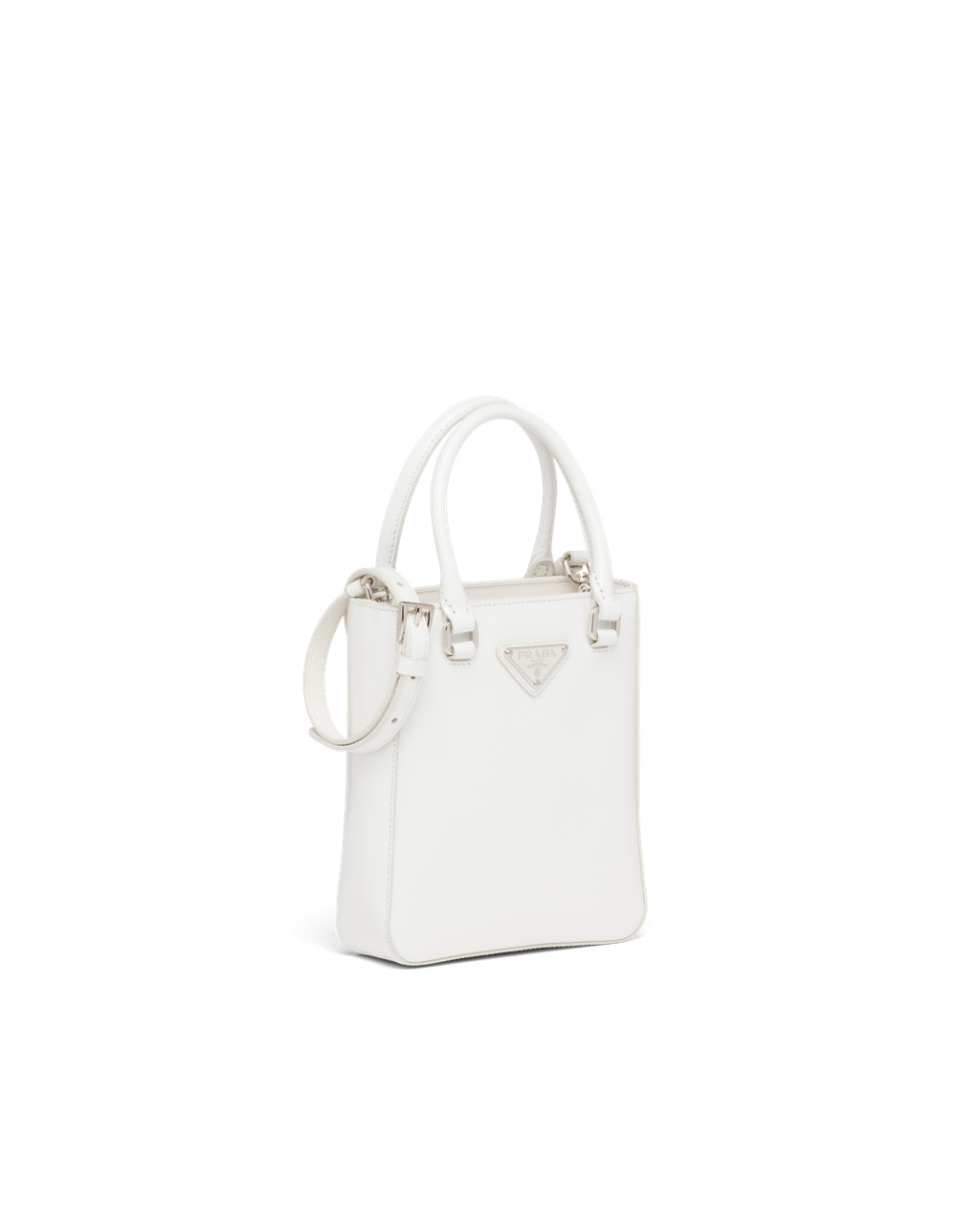 Prada Small Brushed Bőr Tote Fehér | SHNFUO192