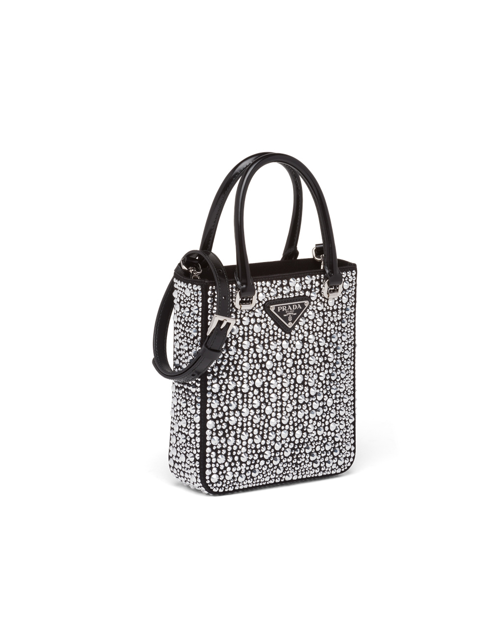 Prada Small Crystal-studded Satin Tote Bag Metal | GYFOSQ025