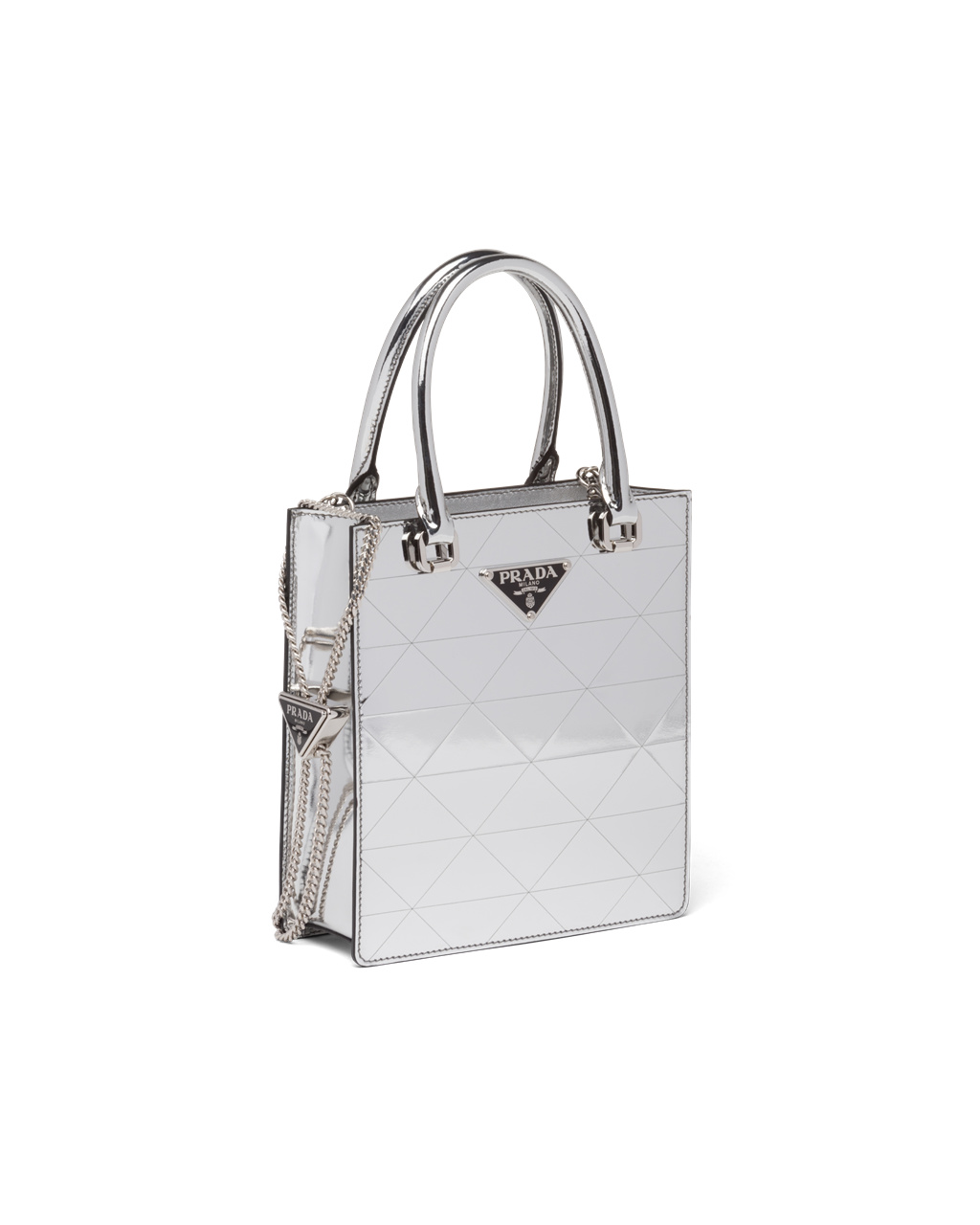 Prada Small Metallic Bőr Tote Bag Titán | YIWHEO367