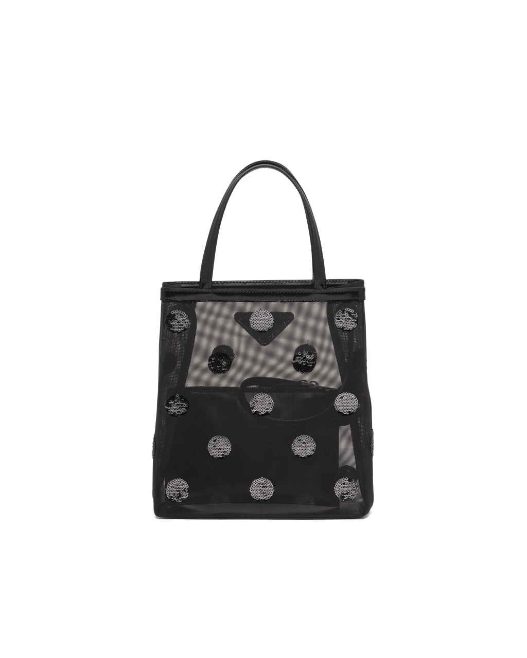 Prada Small Polka-dot Mesh Tote Bag Fekete | HTASKD537