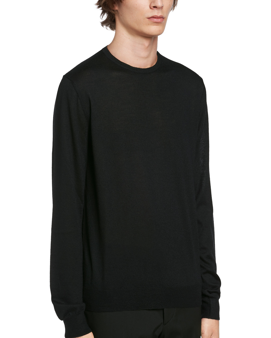 Prada Soft Cashmere Crew-neck Pulóver Fekete | WOTFMN716